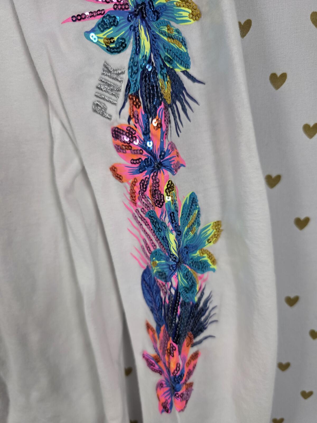 Victorias Secret PINK HTF Rare Hibiscus BLING Long Sleeve TEE Shirt LARGE