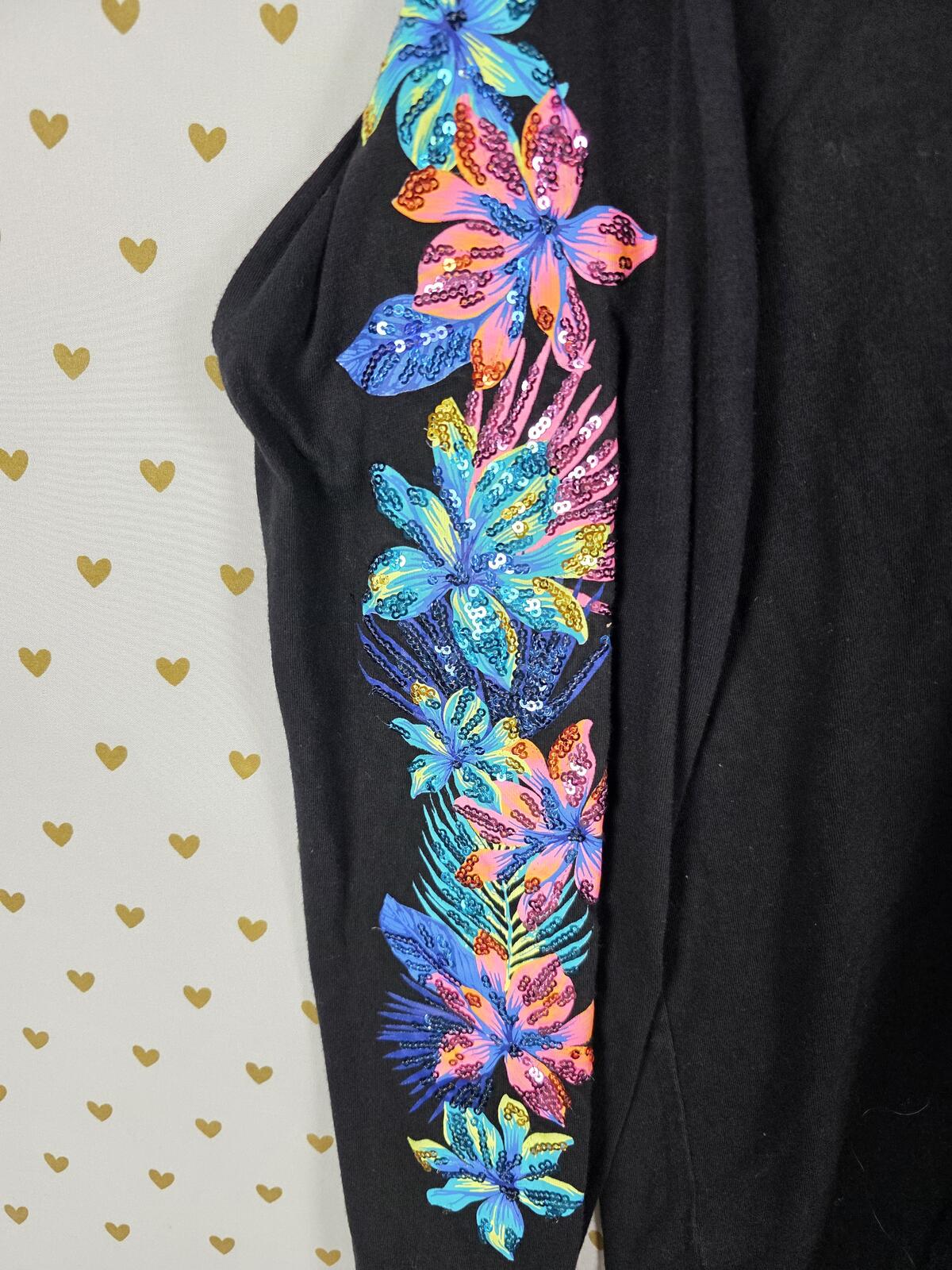 Victorias Secret PINK HTF Rare Hibiscus BLING Long Sleeve TEE Shirt SMALL