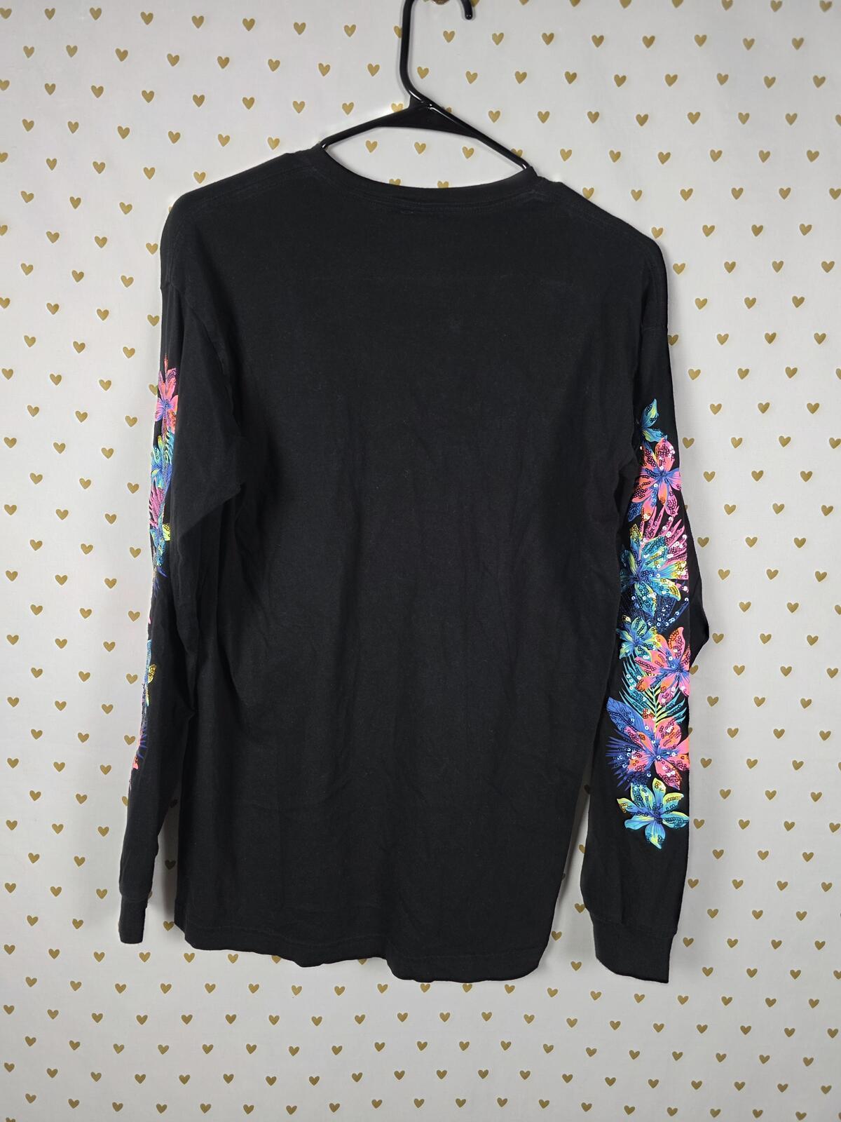 Victorias Secret PINK HTF Rare Hibiscus BLING Long Sleeve TEE Shirt SMALL