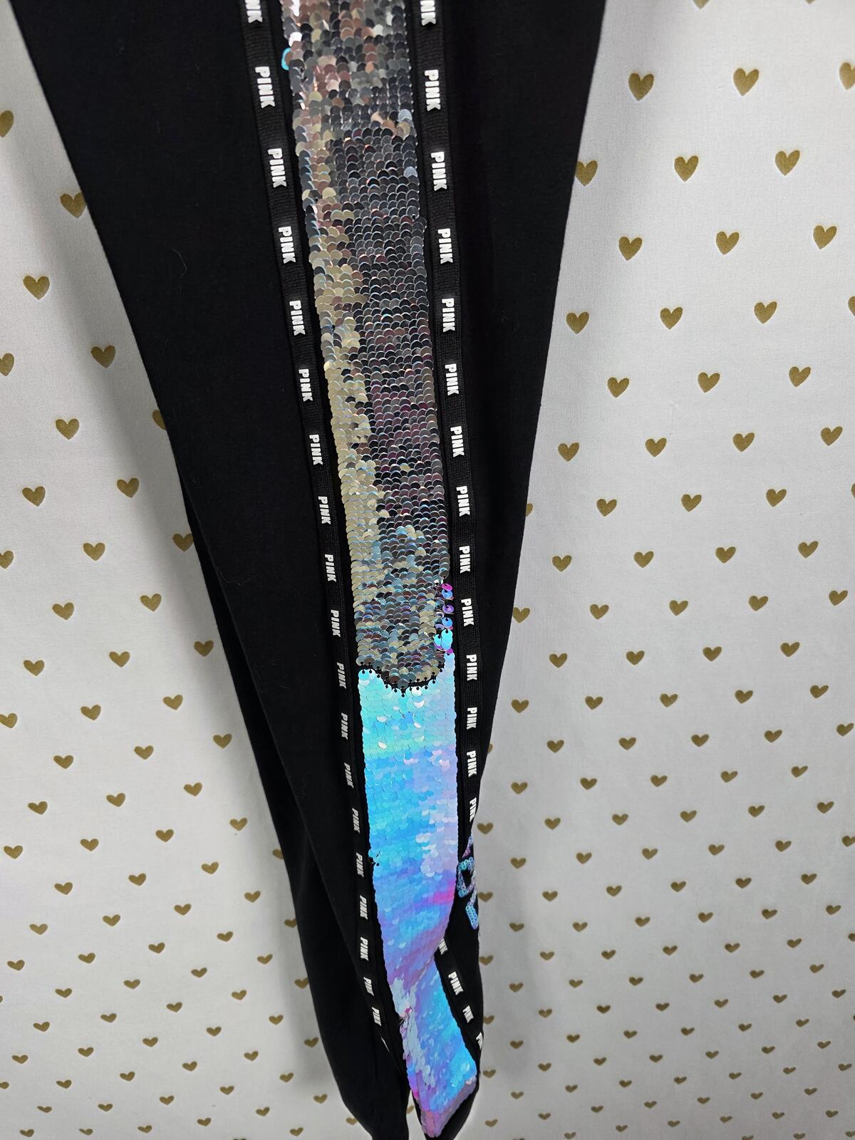 Victorias Secret PINK MERMAID Flip Bling Sequined SET S Tee Yoga Pants HTF RARE