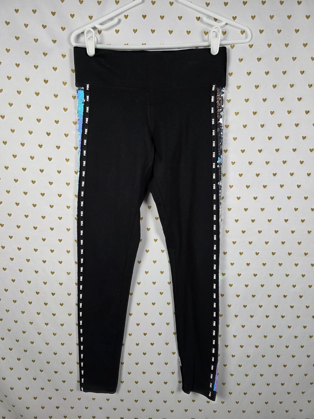 Victorias Secret PINK MERMAID Flip Bling Sequined SET S Tee Yoga Pants HTF RARE