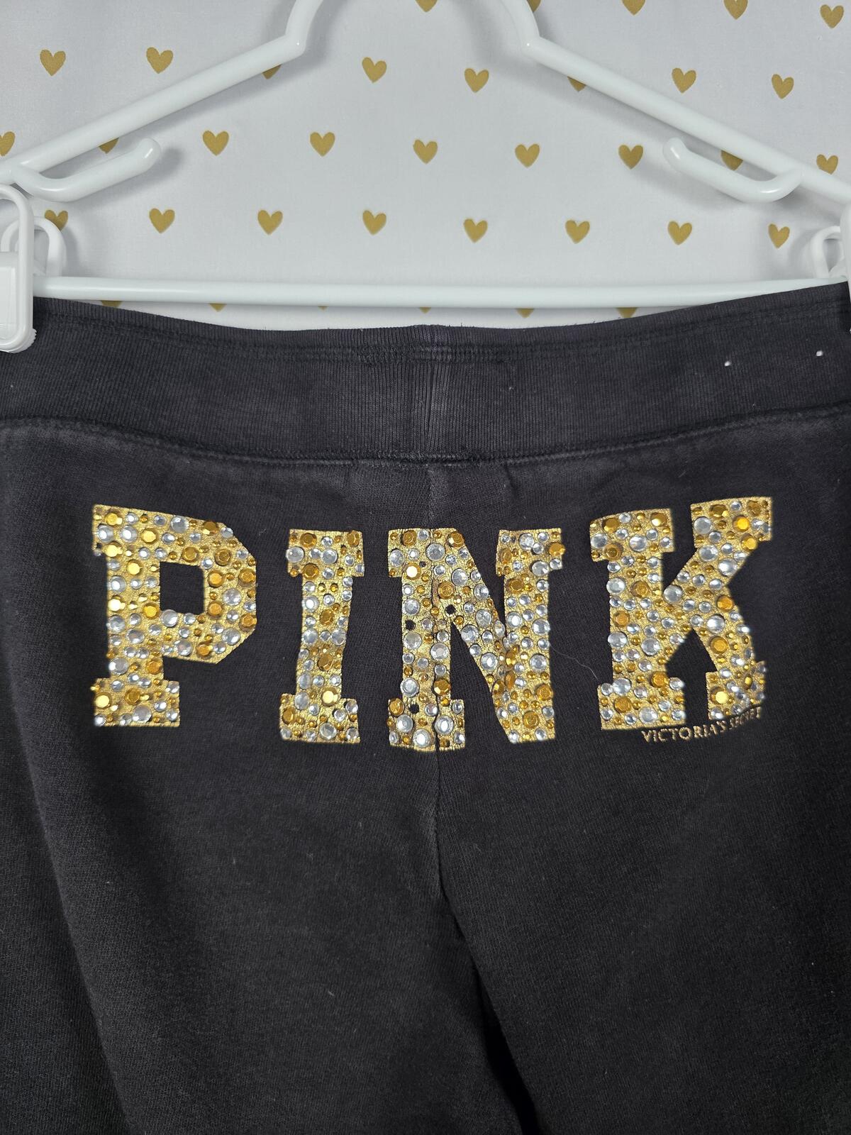 Victorias Secret PINK PEACE Gold Bling Studded Sweats Sweatpants vintage y2k L