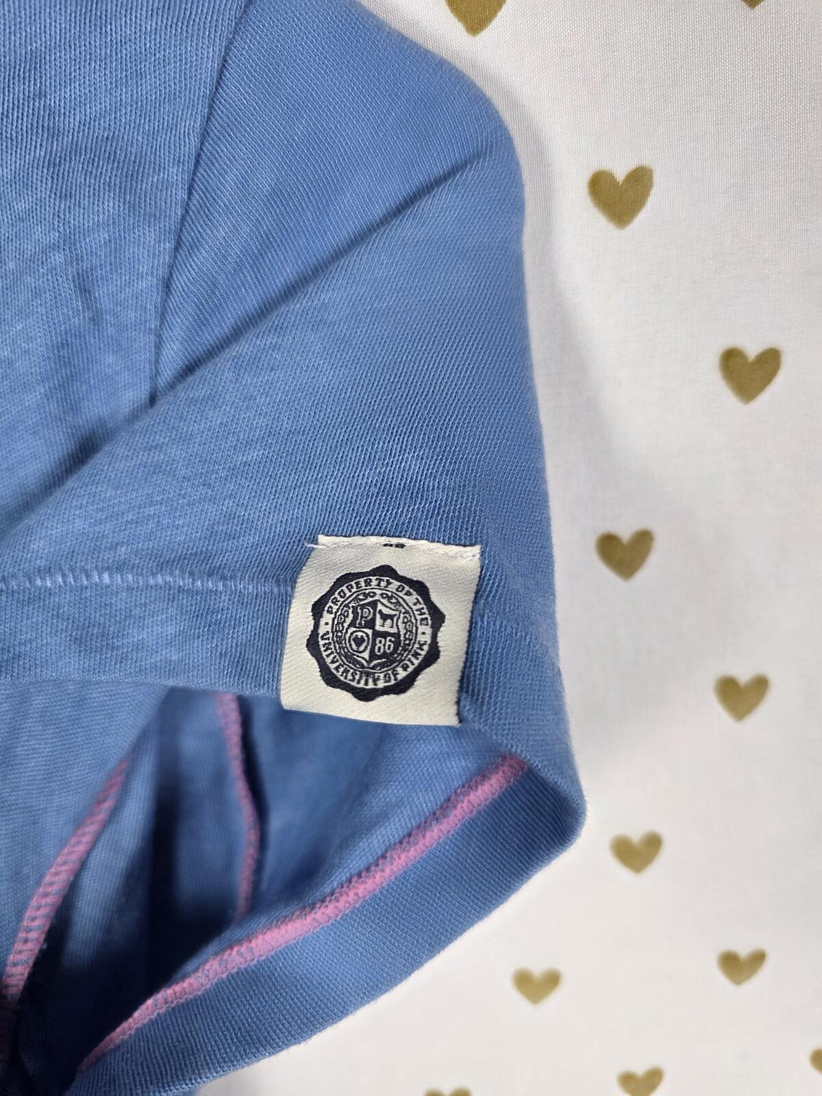 Victorias Secret PINK YOU LOVE ME Vintage Y2k Tee shirt Blue MEDIUM