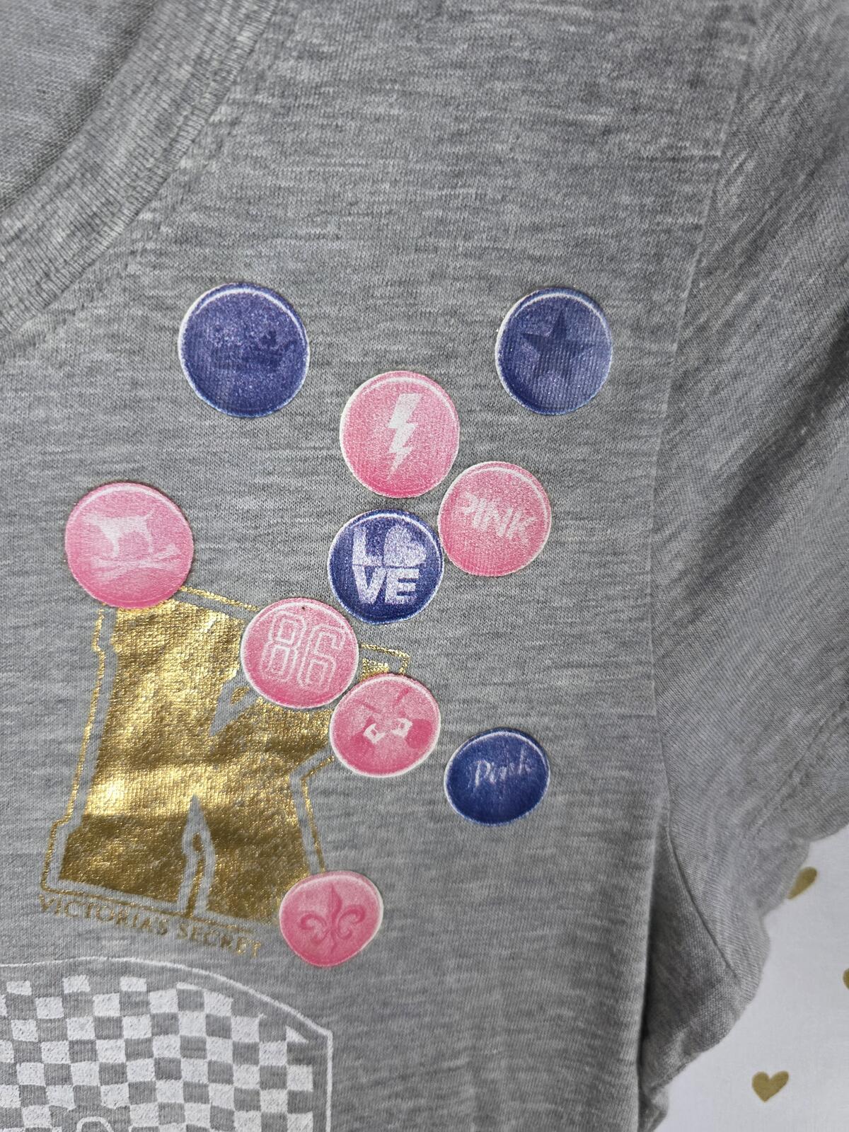 Victorias Secret PINK Vintage y2k ROCKS HTF Tee Shirt grey 86 MEDIUM