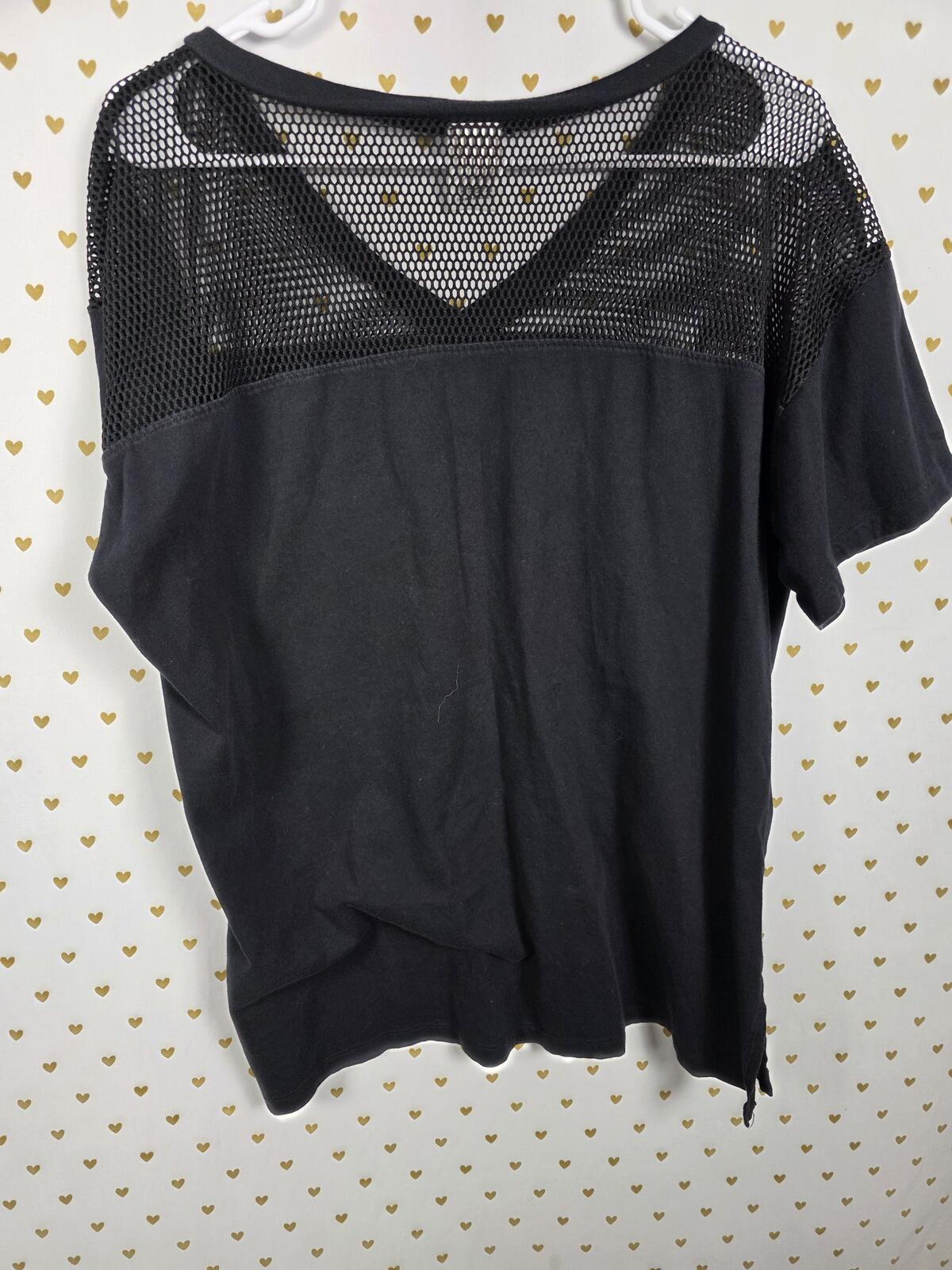 PINK Victoria's Secret I Make Mummy Moves Halloween Mesh Jersey Tee Black LARGE