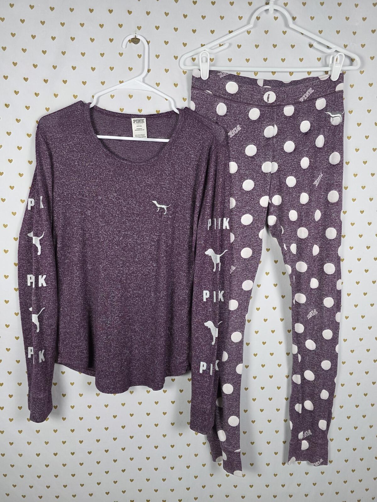 Victorias Secret PINK Polka Dot Lounge Sleep Set 2pc Outfit MED SMALL