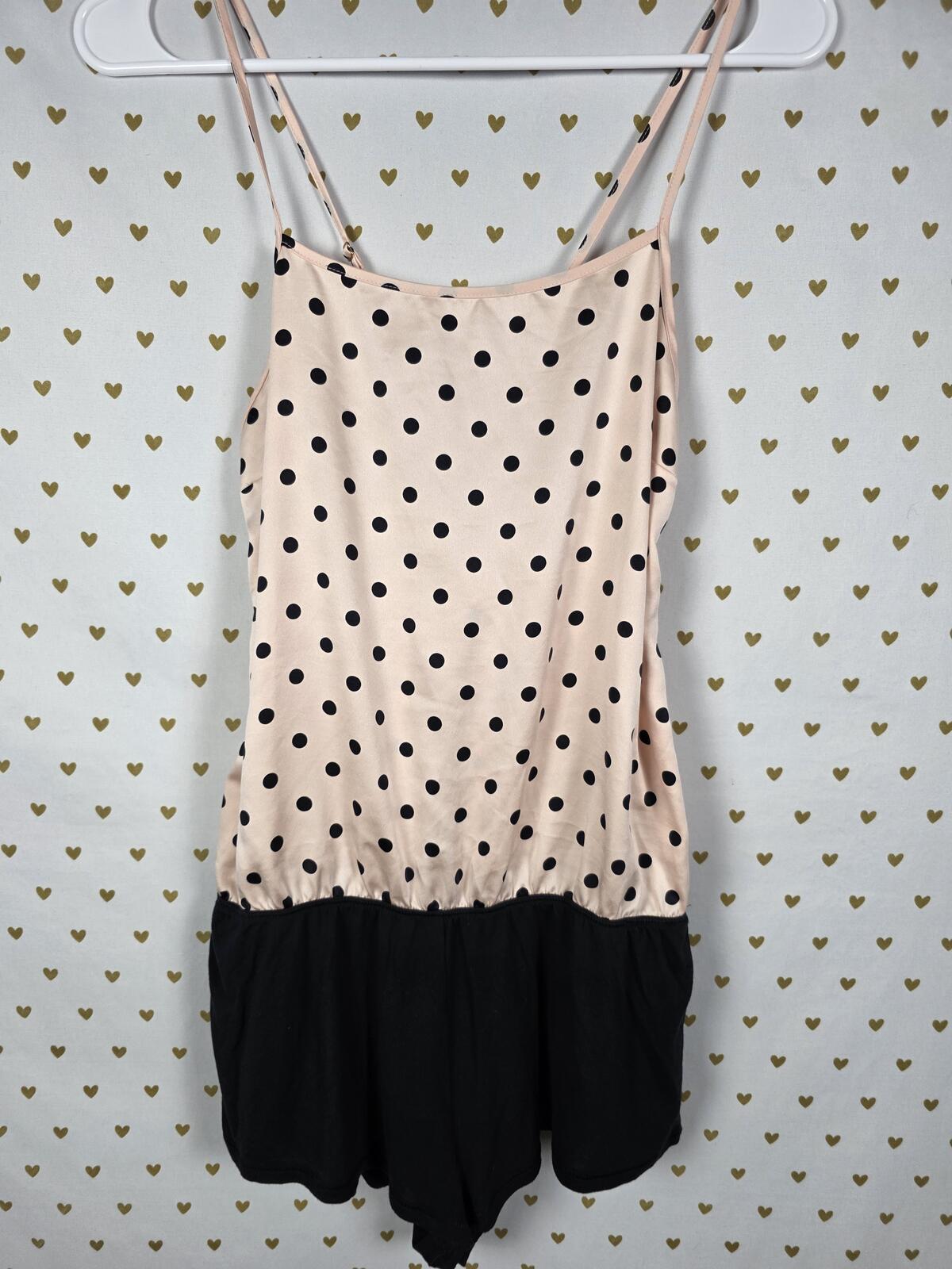 Victorias secret Polka Dot Satin Sleep ROMPER outfit Nightie SMALL