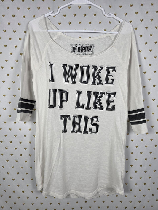 Victorias Secret PINK I WOKE UP LIKE THIS Nightgown XS Nightie Sleep Shirt