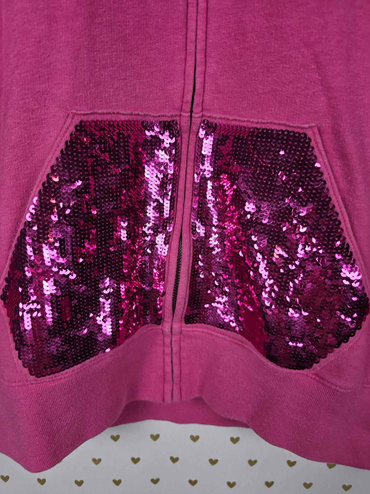 Victorias Secret Pink BLING Full Zip Sequined Logo Hoodie Jacket VINTAGE y2k MED