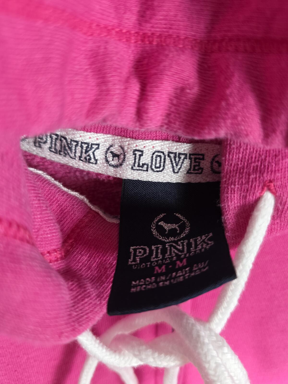 Victorias Secret Pink BLING Full Zip Sequined Logo Hoodie Jacket VINTAGE y2k MED