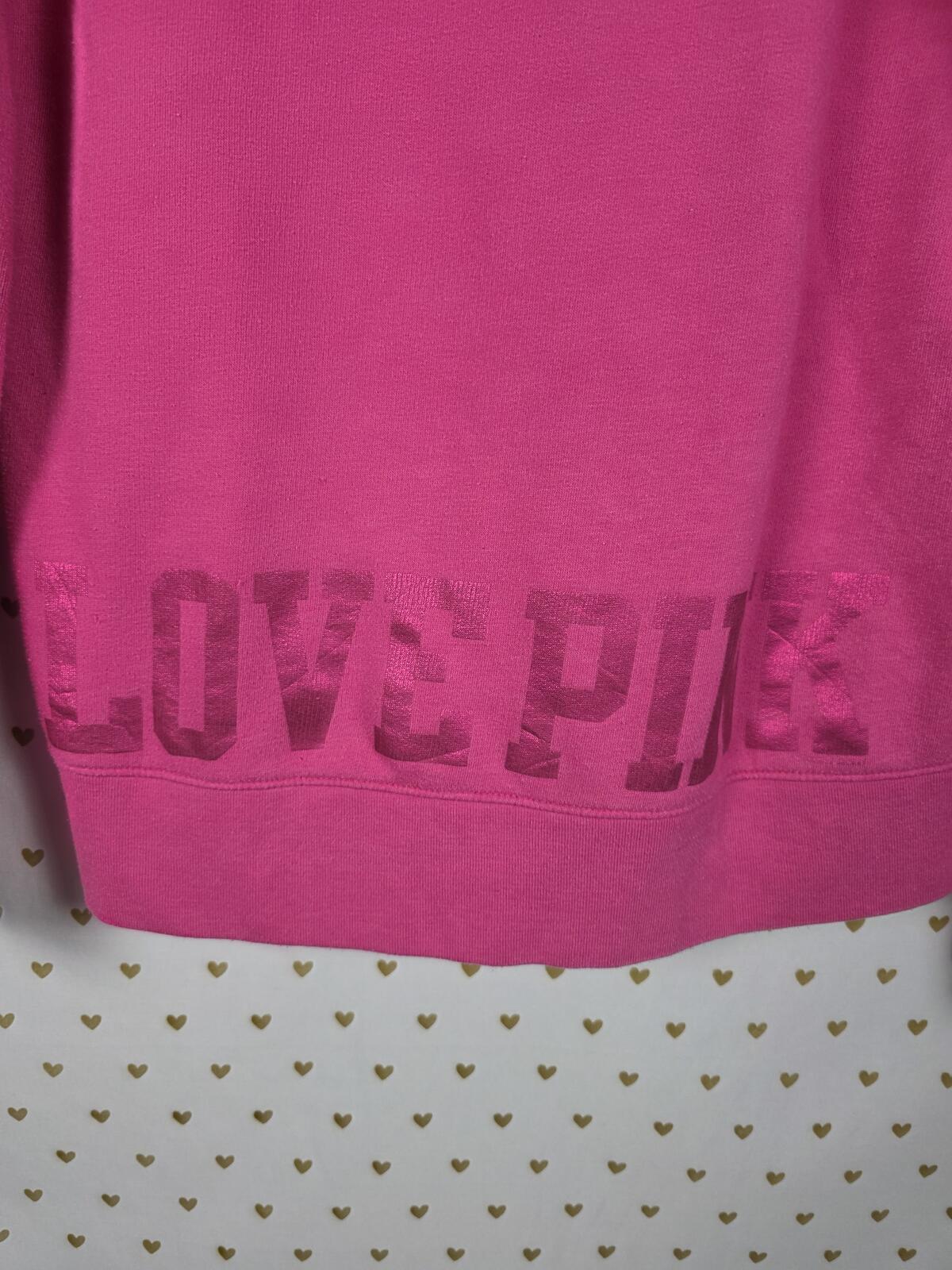 Victorias Secret Pink BLING Full Zip Sequined Logo Hoodie Jacket VINTAGE y2k MED