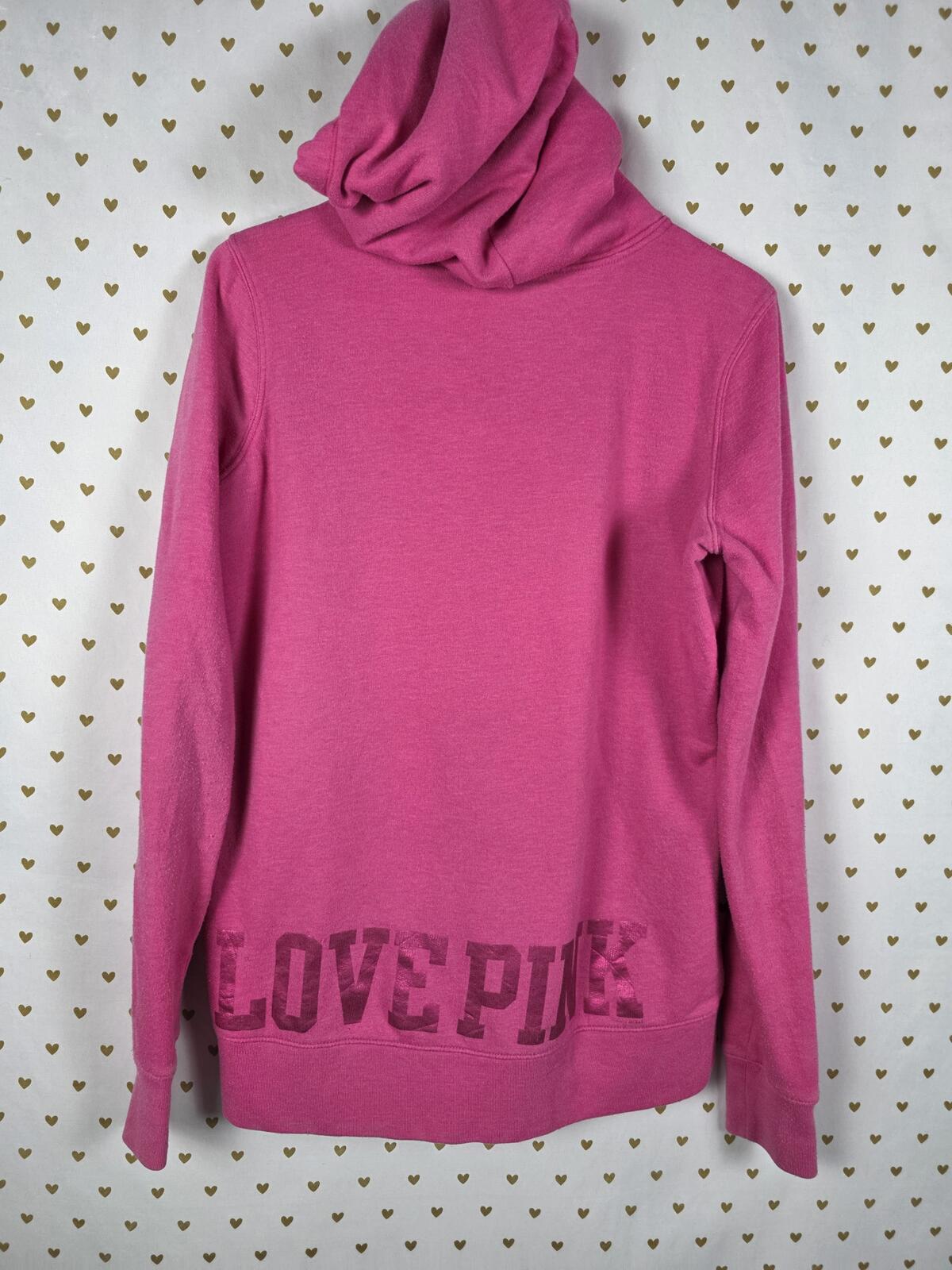 Victorias Secret Pink BLING Full Zip Sequined Logo Hoodie Jacket VINTAGE y2k MED