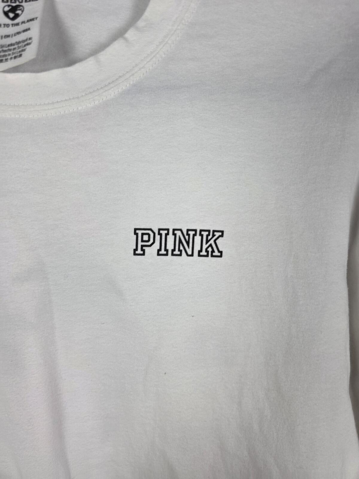 Victorias Secret PINK HTF Rare PALM BLING Crest Logo Long sleeve Tee shirt SMALL