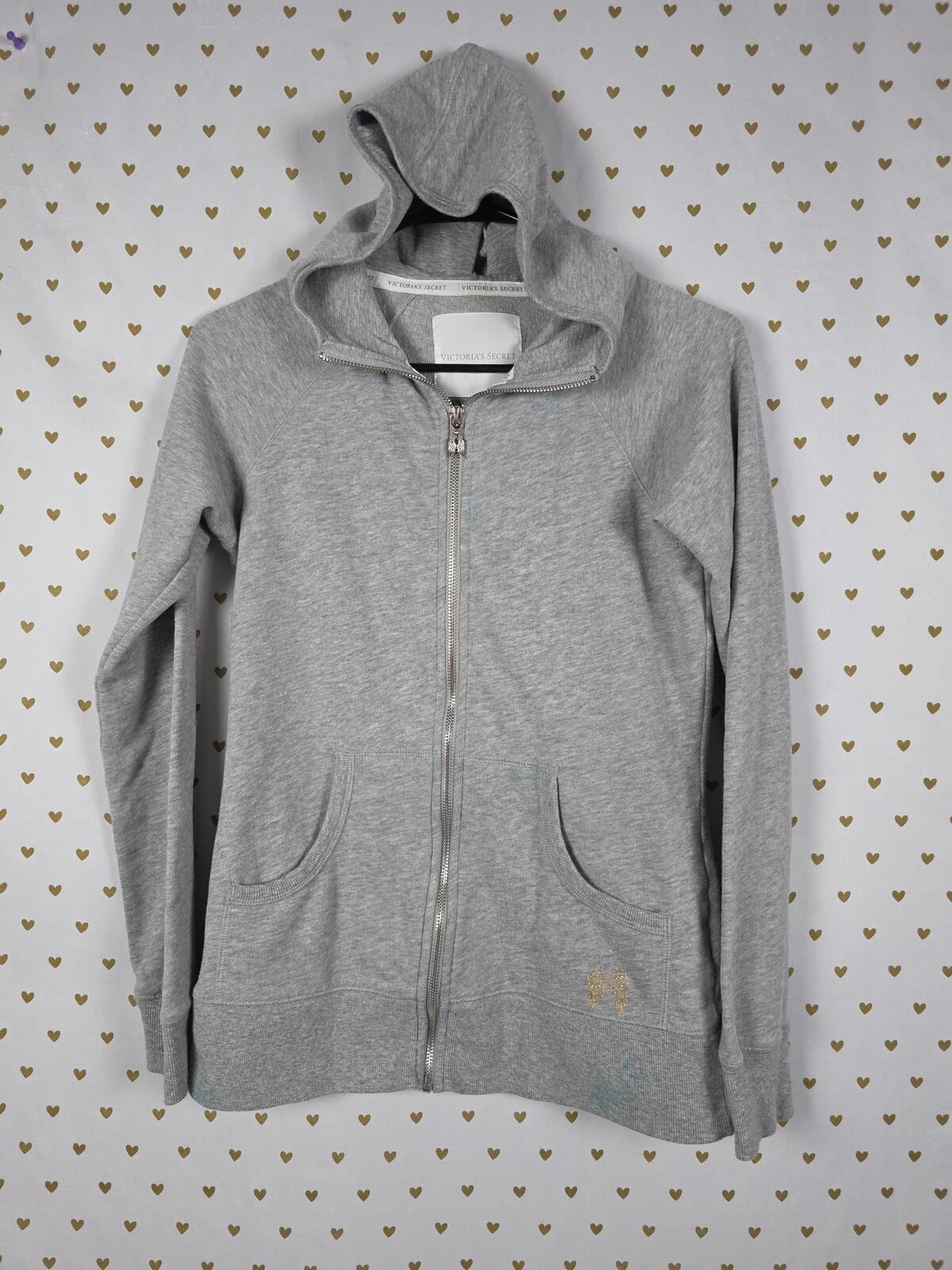 Victorias Secret BLING WINGS Full zip hoodie jacket SMALL Bling Gold logo HEART