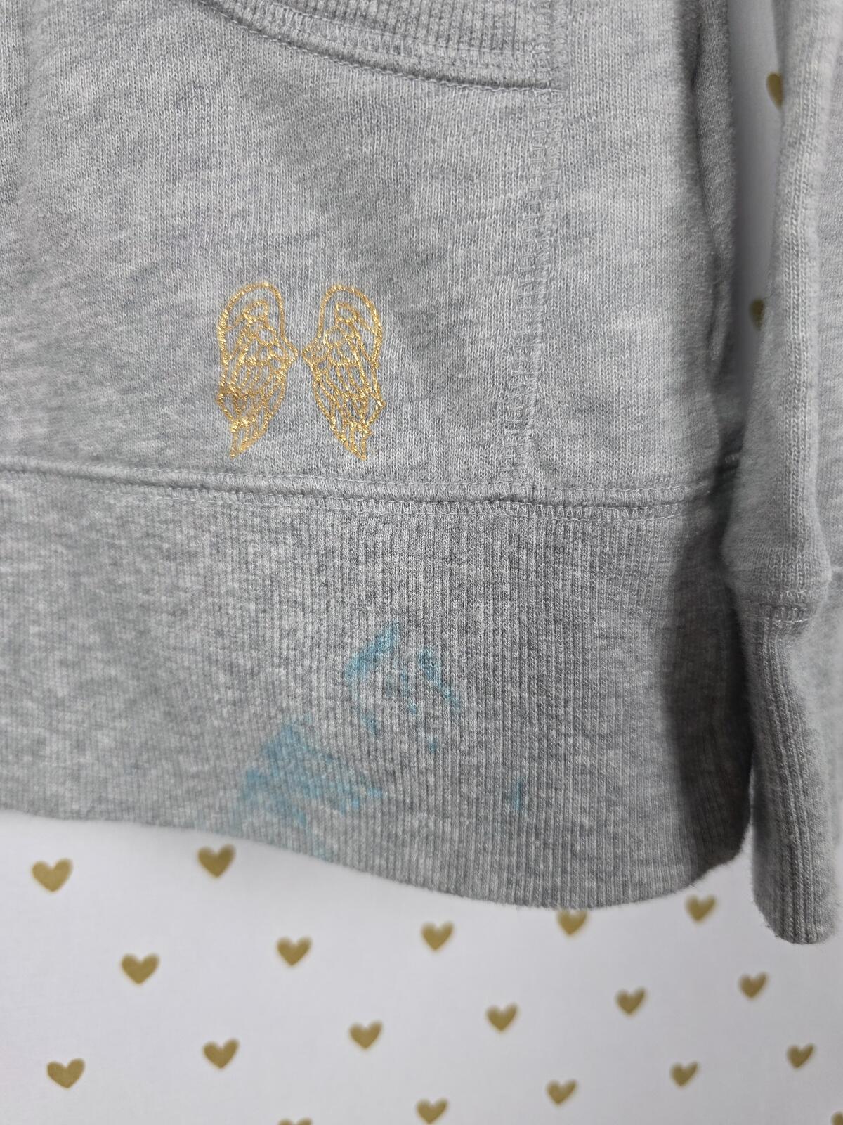 Victorias Secret BLING WINGS Full zip hoodie jacket SMALL Bling Gold logo HEART