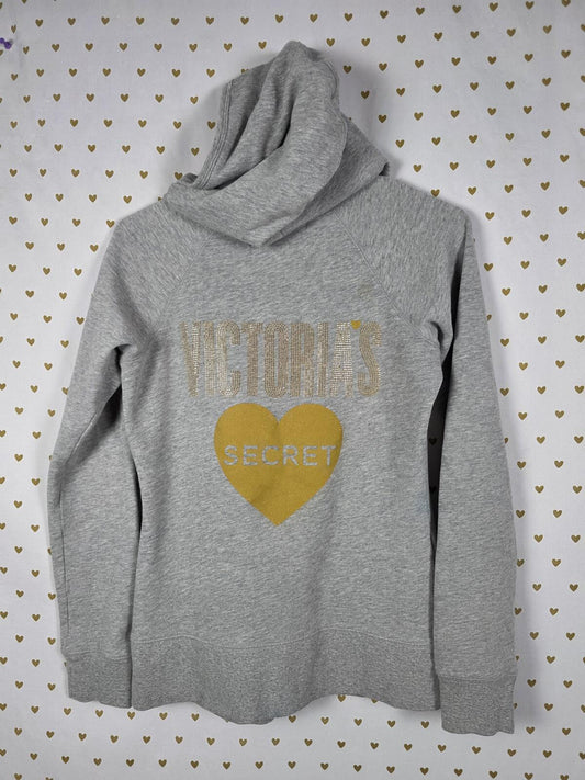 Victorias Secret BLING WINGS Full zip hoodie jacket SMALL Bling Gold logo HEART