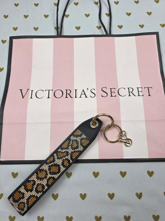 Victoria Secret BLING wristlet strap keychain  LOGO Rhinestone Cheetah Leopard
