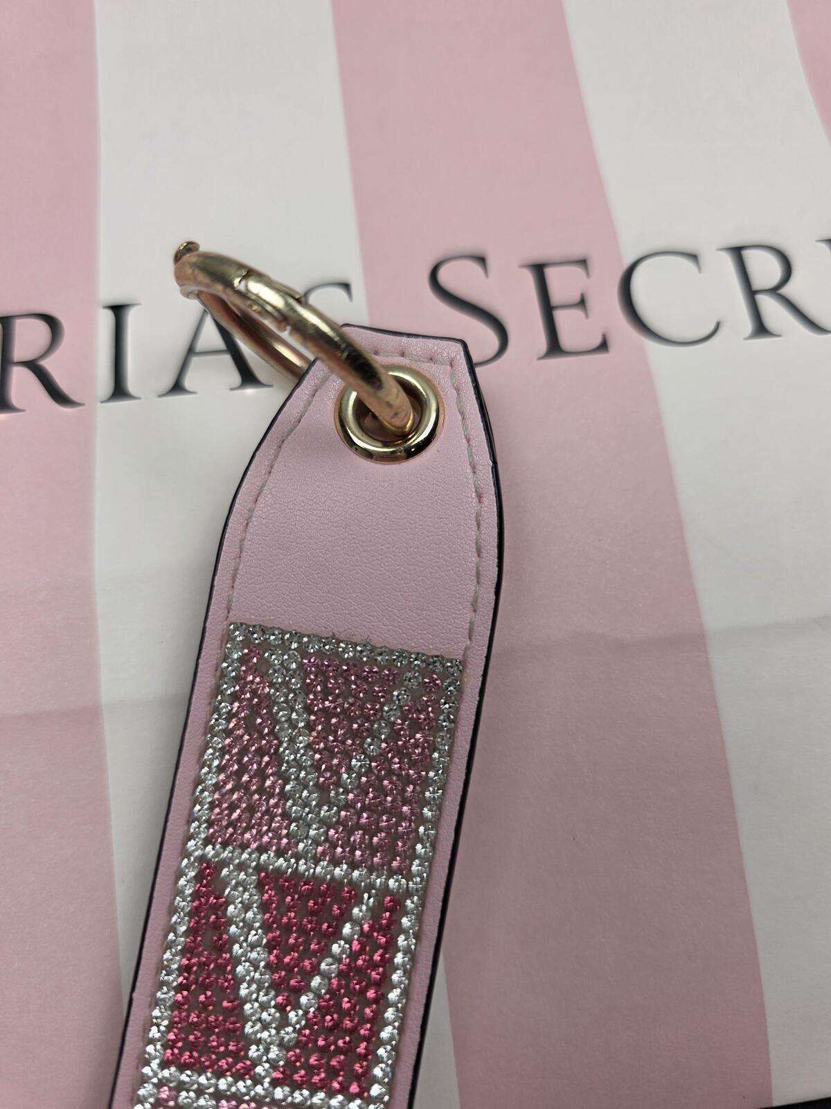 Victoria Secret BLING wristlet strap keychain LOGO Rhinestone