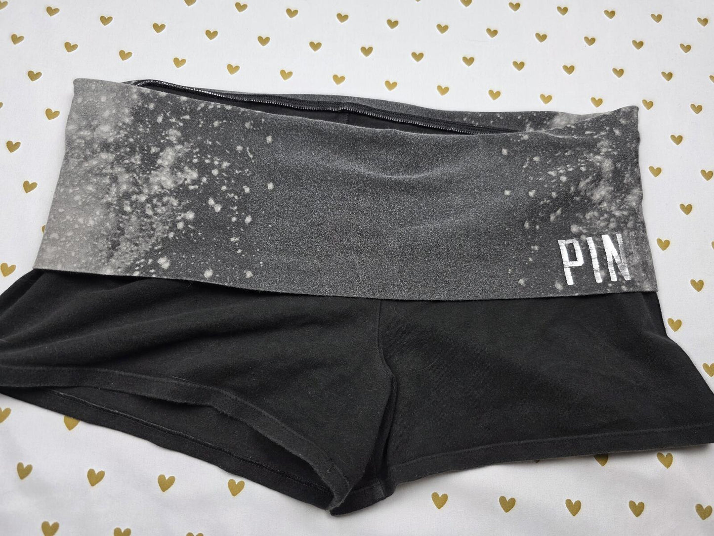 Victorias Secret PINK FOLDOVER Yoga Shorts Grey Short Booty Large
