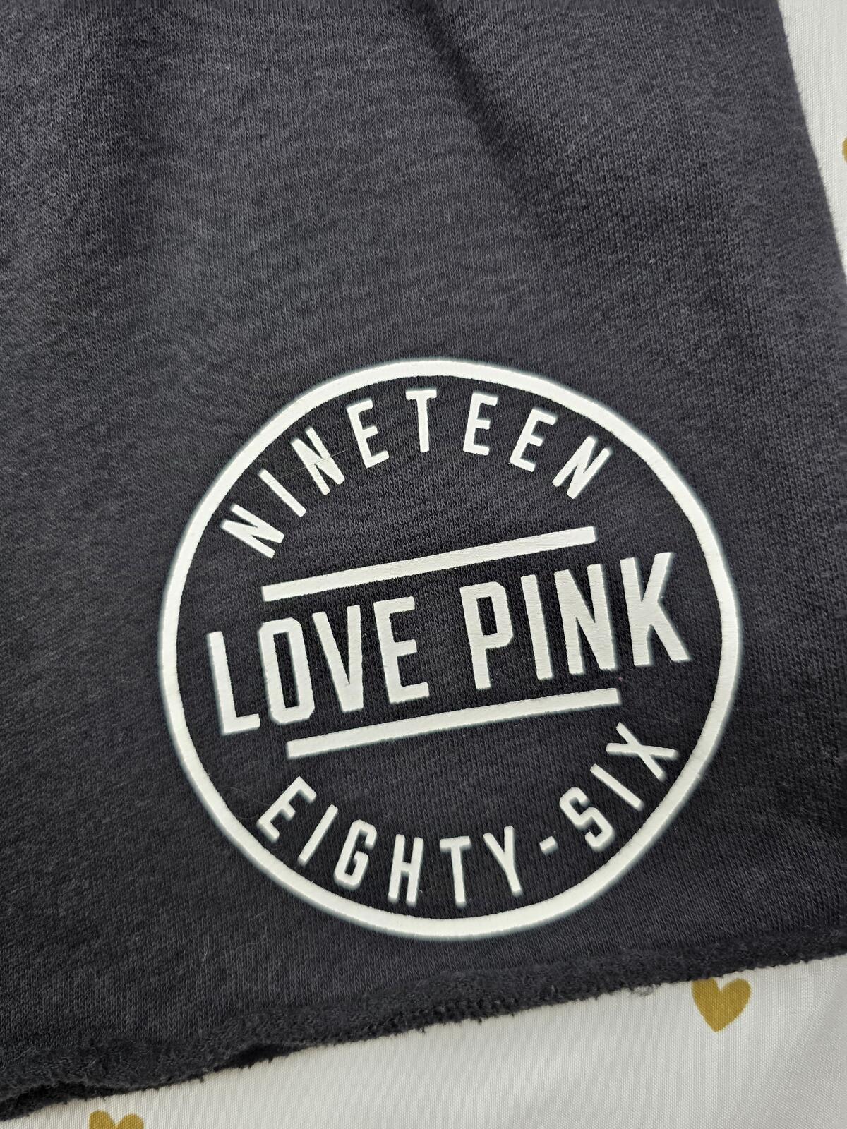 Victorias Secret PINK Black Love Foldover Cute Sweat Shorts SMALL