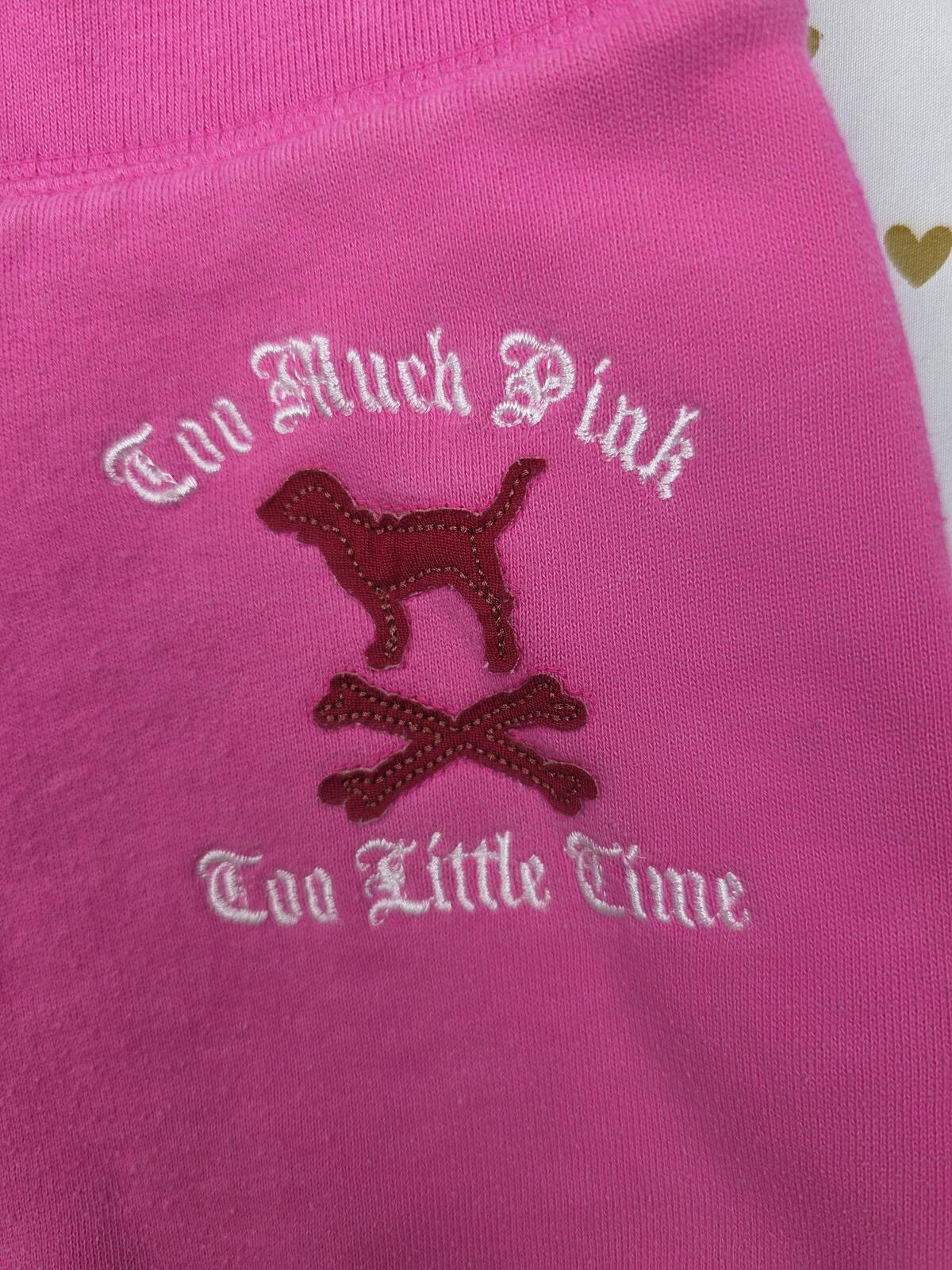 Victorias Secret PINK TOO MUCH TOO LITTLE TIME Vintage Sweat Shorts Logo butt SM