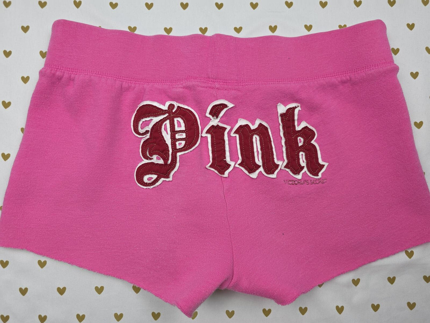 Victorias Secret PINK TOO MUCH TOO LITTLE TIME Vintage Sweat Shorts Logo butt SM