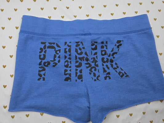Victorias Secret PINK Vintage Blue Y2k Cheetah Leopard Sweat Shorts SMALL