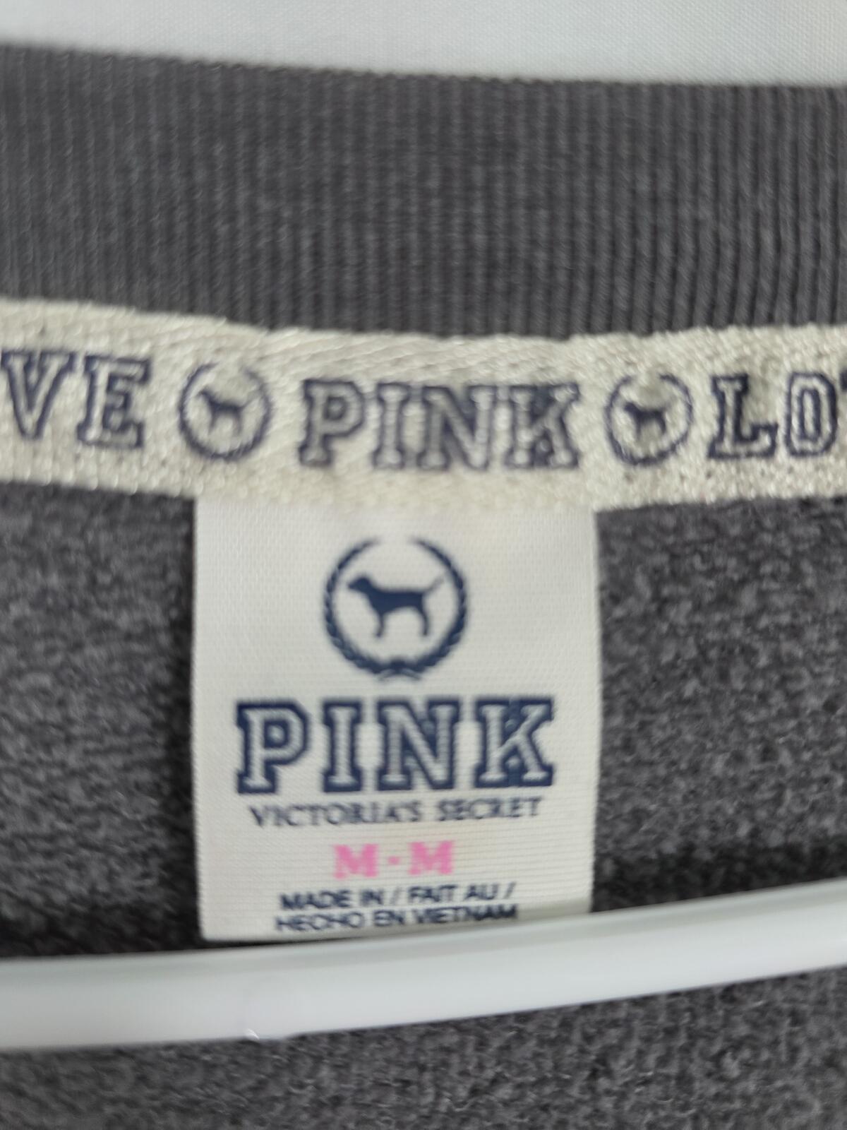 Victorias Secret Pink Vintage y2k Grey Cheetah Leopard Sweater Shirt Logo Medium