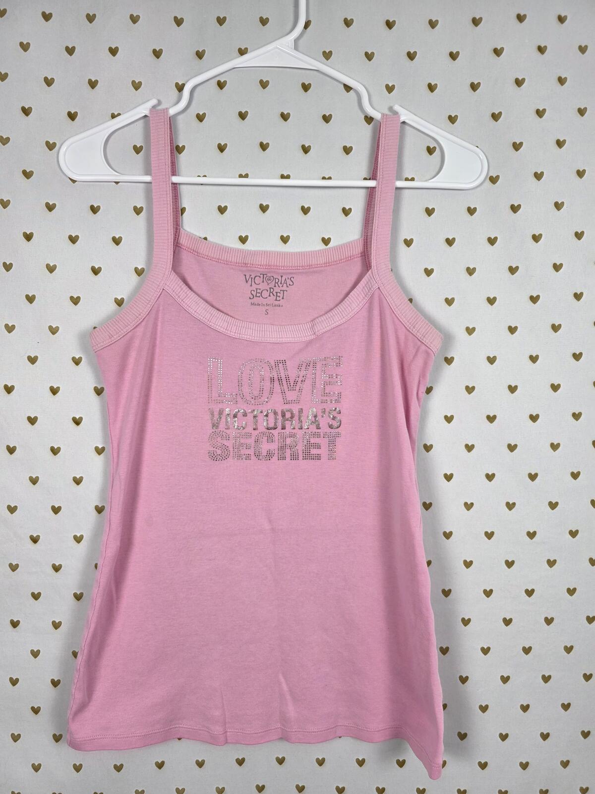 Victorias Secret Vintage HTF LOVE Studded Tank Top y2k PINK SMALL