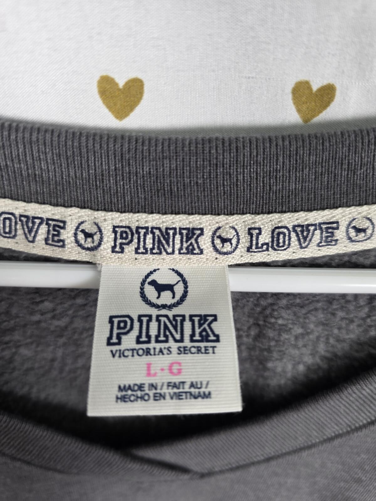 Victorias Secret Pink Vintage y2k Grey Cheetah Leopard Sweater Shirt Logo LARGE