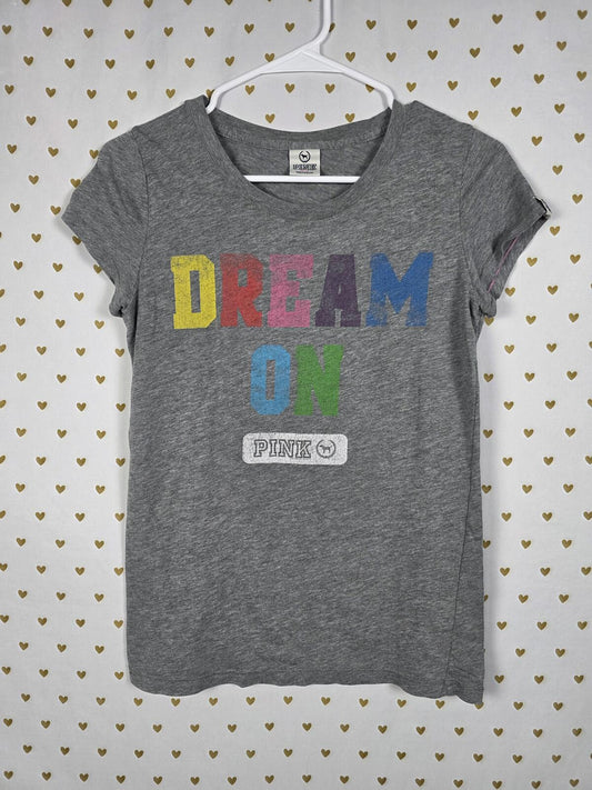 Victorias Secret PINK DREAM ON vintage y2k rainbow logo tee shirt MEDIUM