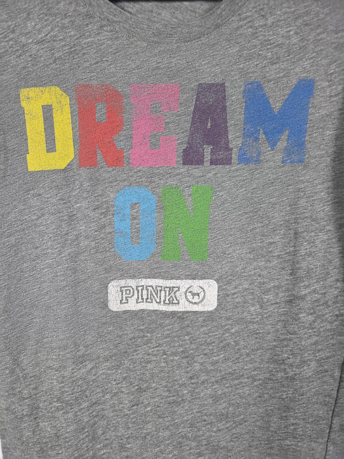 Victorias Secret PINK DREAM ON vintage y2k rainbow logo tee shirt MEDIUM