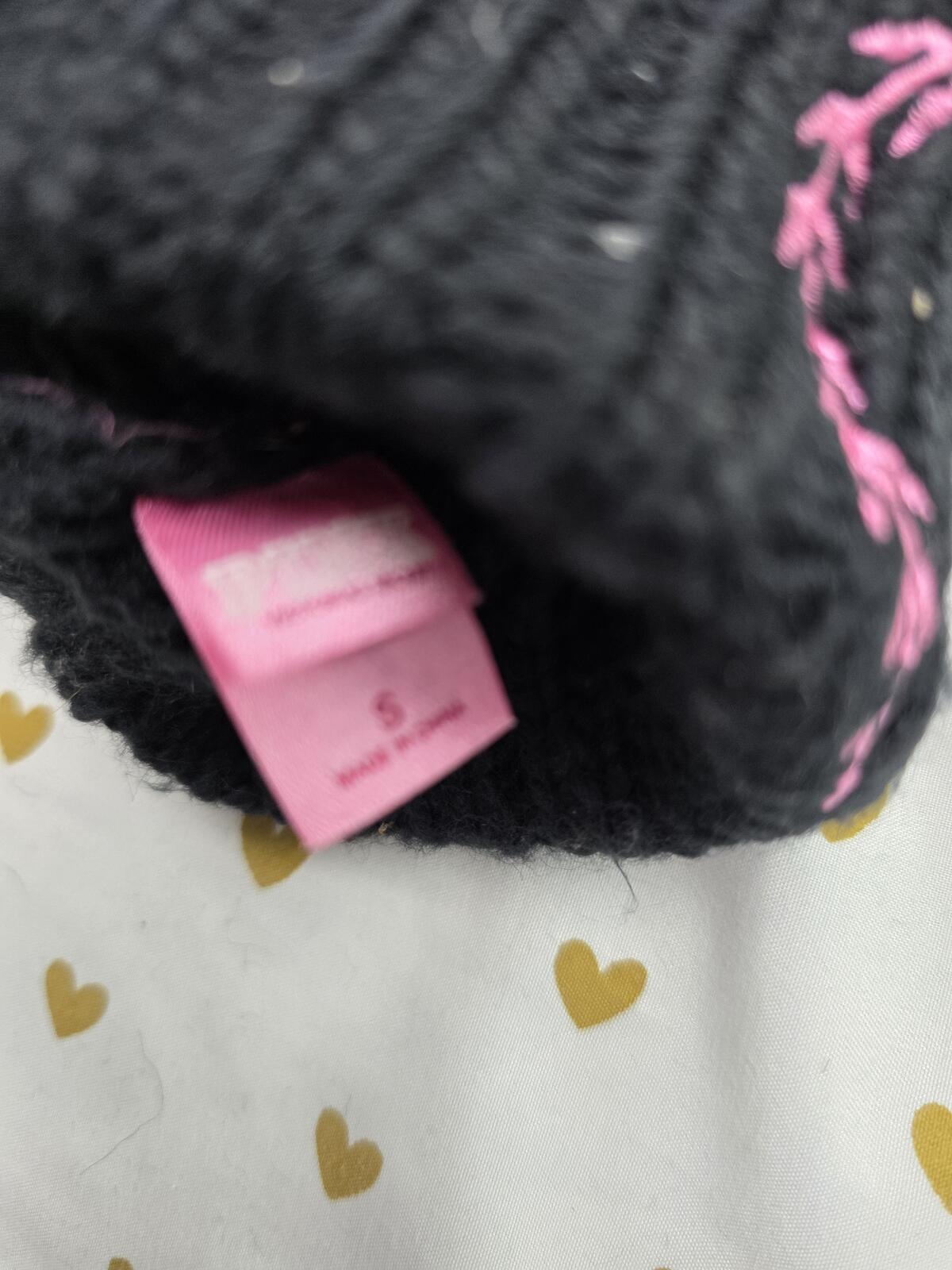 Victoria's Secret PINK Slipper Socks Booties Black Knit LOVE PINK Embroidered SM