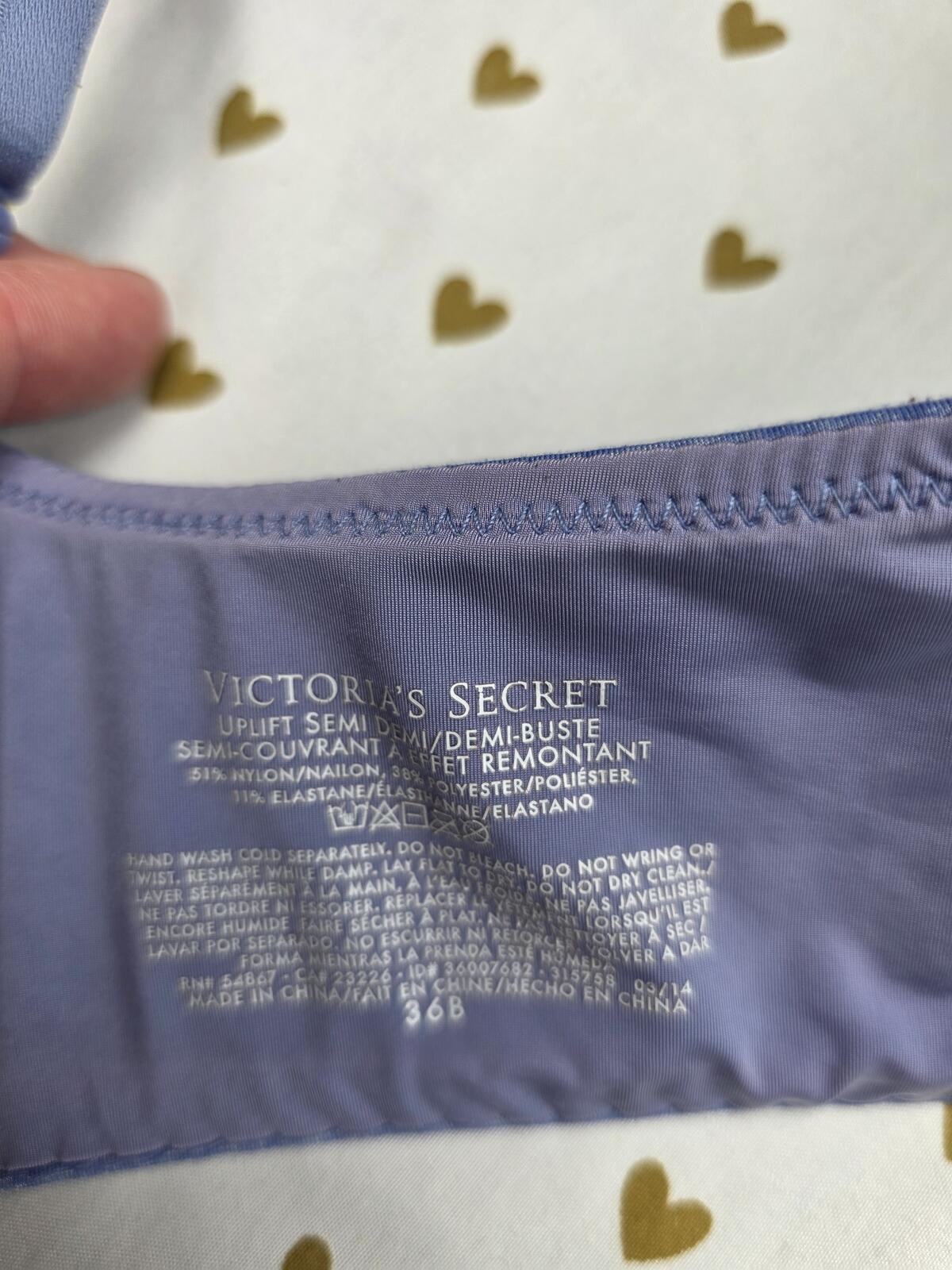 Victorias Secret Uplift Semi Demi Bra 36B Blue Balconette