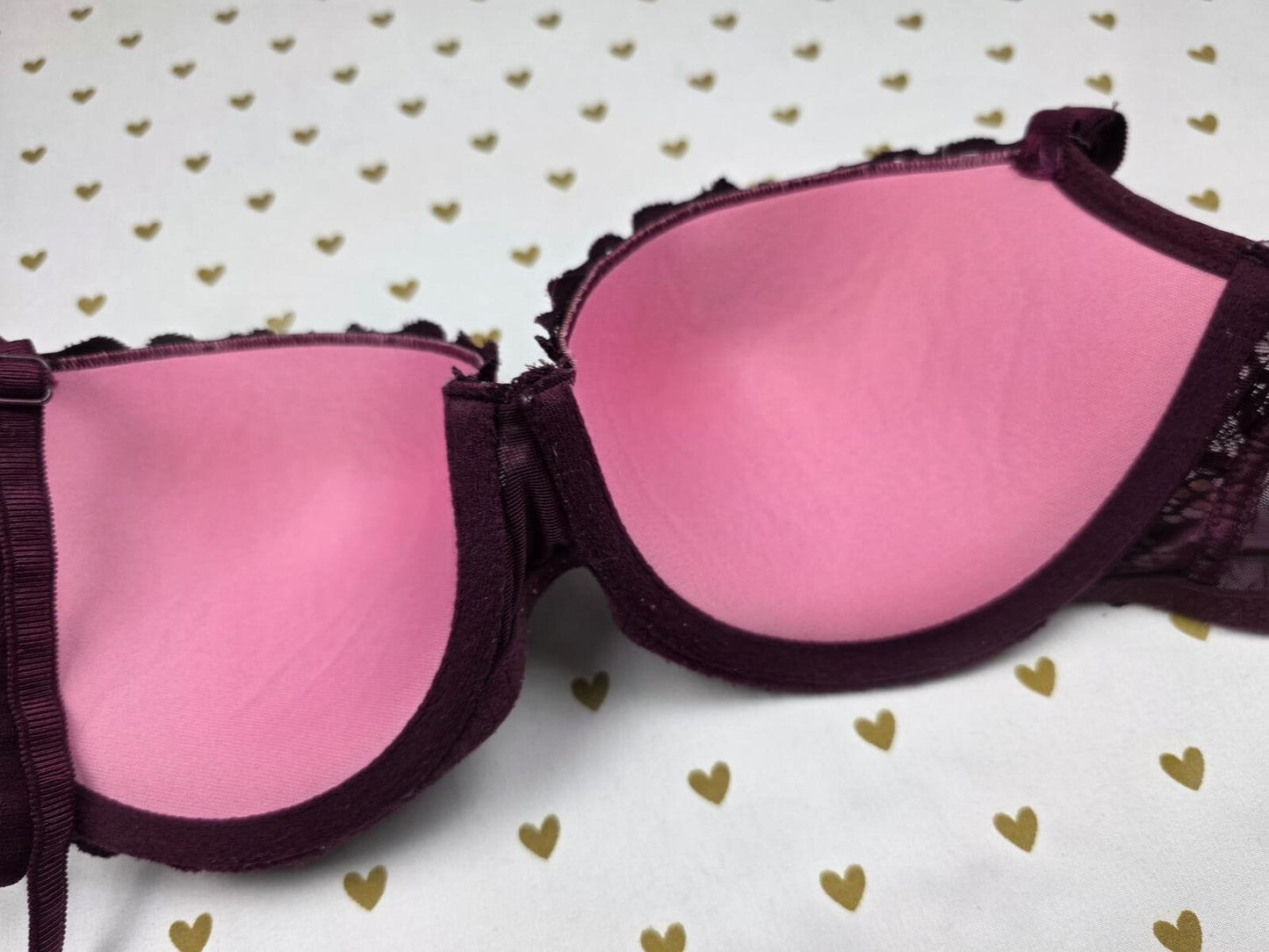 Victorias Secret PINK Maroon Date Push Up Bra 32DD