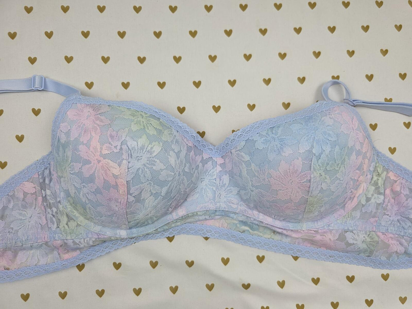 Victorias Secret Pink Rainbow Lace Bralette Bra Top Tank LARGE