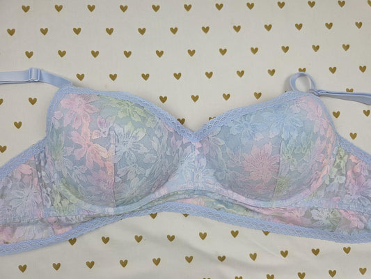Victorias Secret Pink Rainbow Lace Bralette Bra Top Tank LARGE