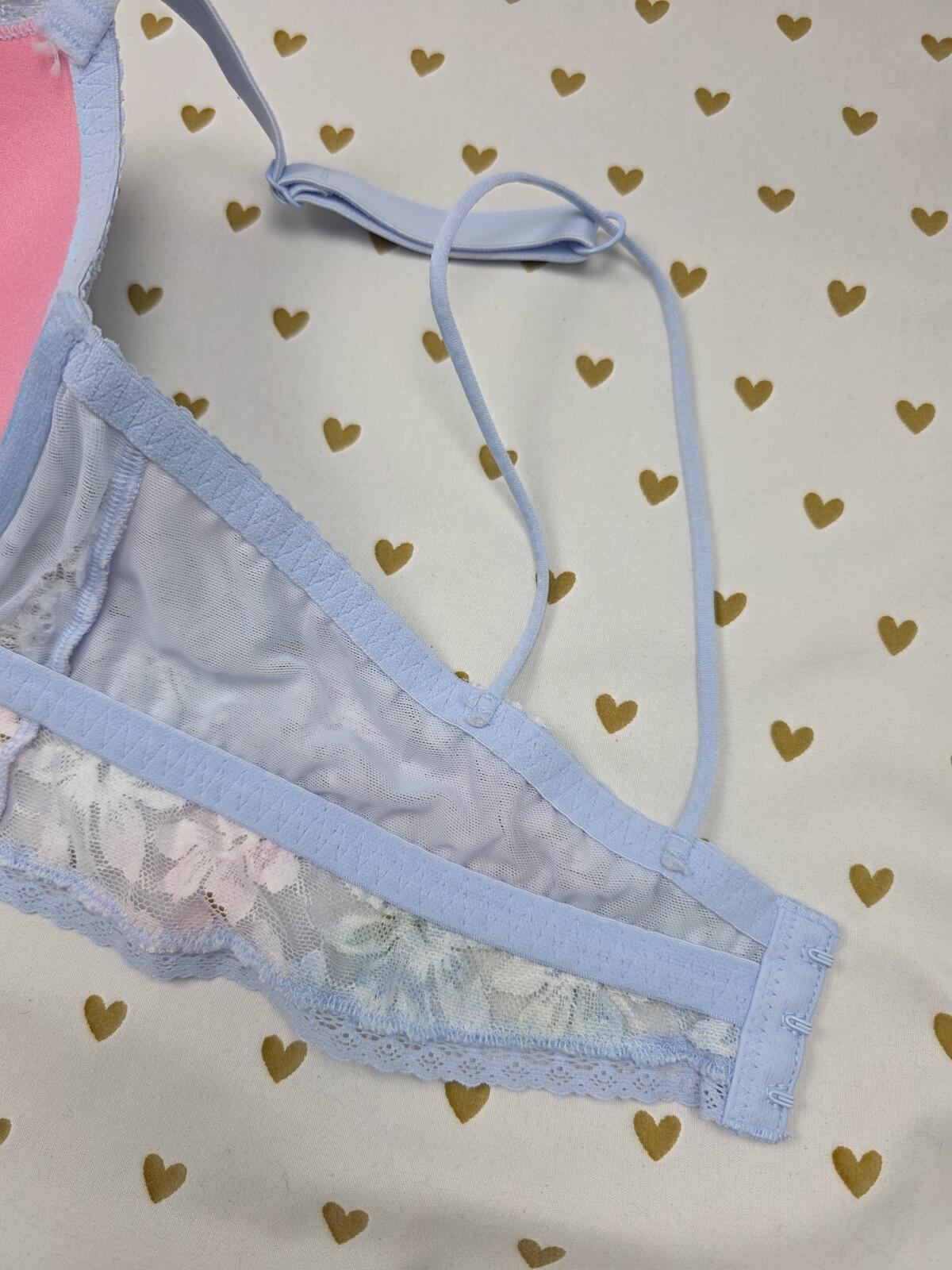 Victorias Secret Pink Rainbow Lace Bralette Bra Top Tank LARGE