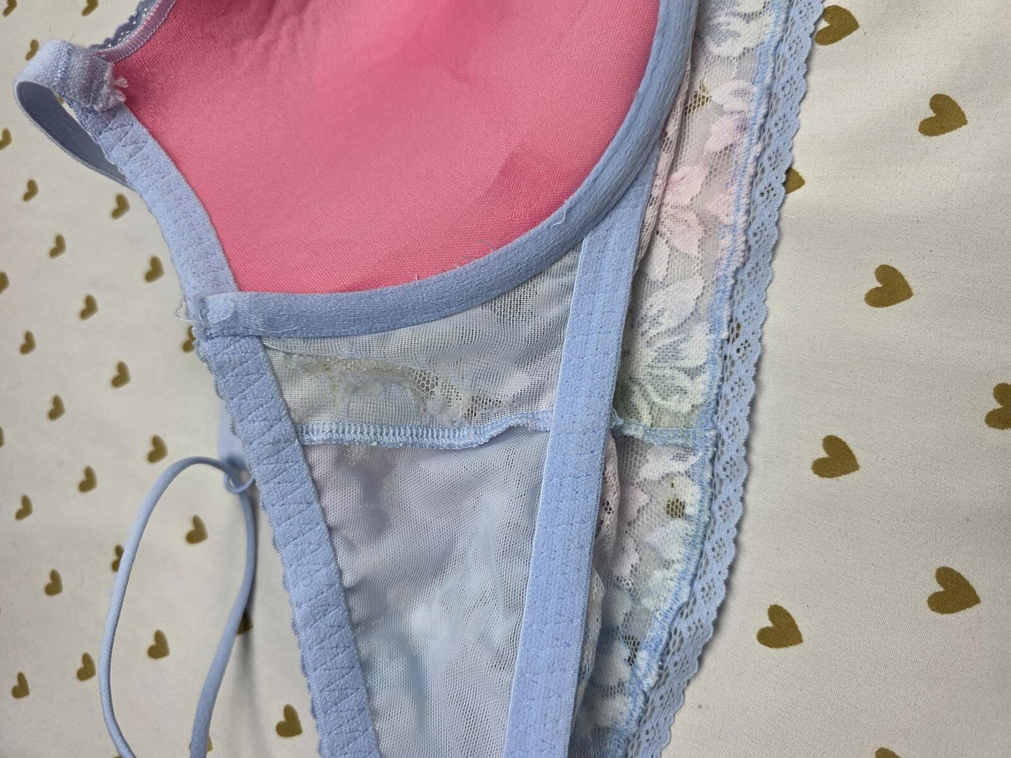 Victorias Secret Pink Rainbow Lace Bralette Bra Top Tank LARGE
