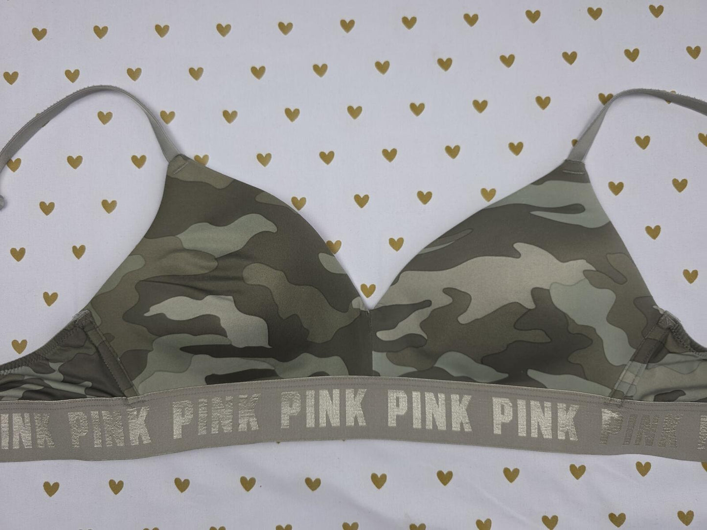 Victorias Secret PINK Camo Camouflage wireless 38B Wear Everywhere bra
