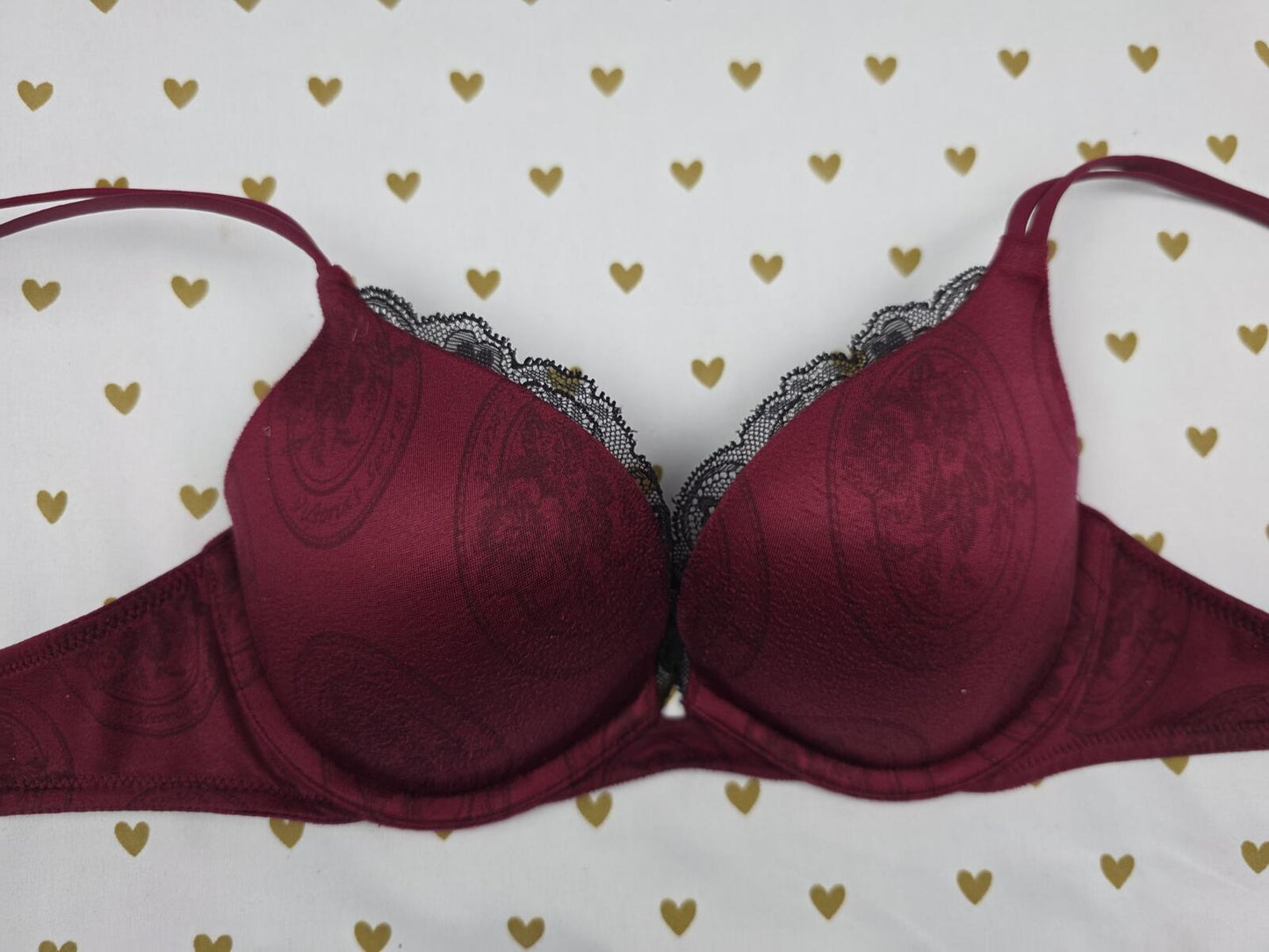 Victorias Secret Vintage 08 Maroon Push Up padded bra 34A