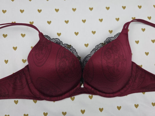 Victorias Secret Vintage 08 Maroon Push Up padded bra 34A