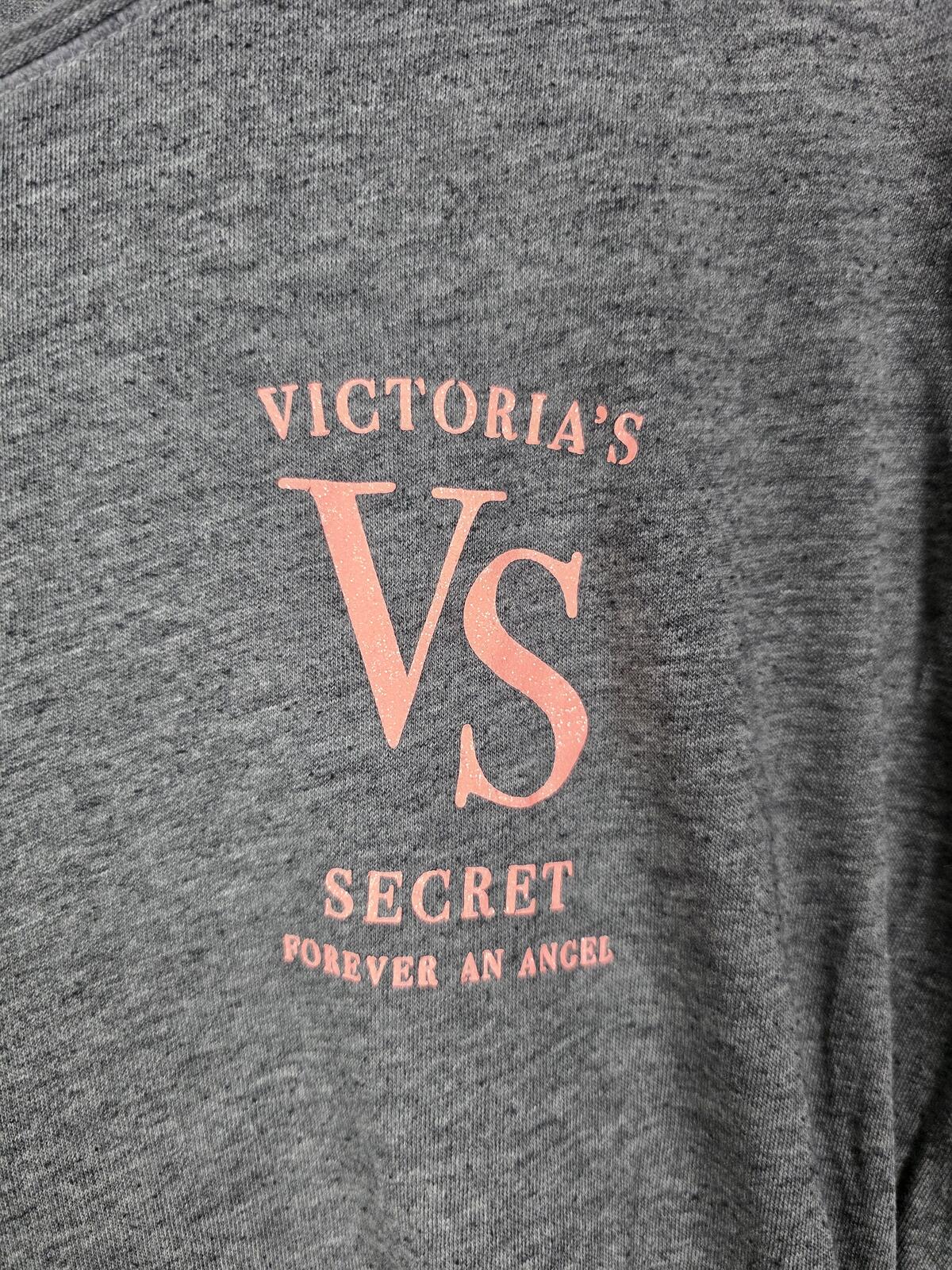 Victorias Secret Grey Super Soft Logo Long Sleeve Nightgown Sleep Shirt Pajama M