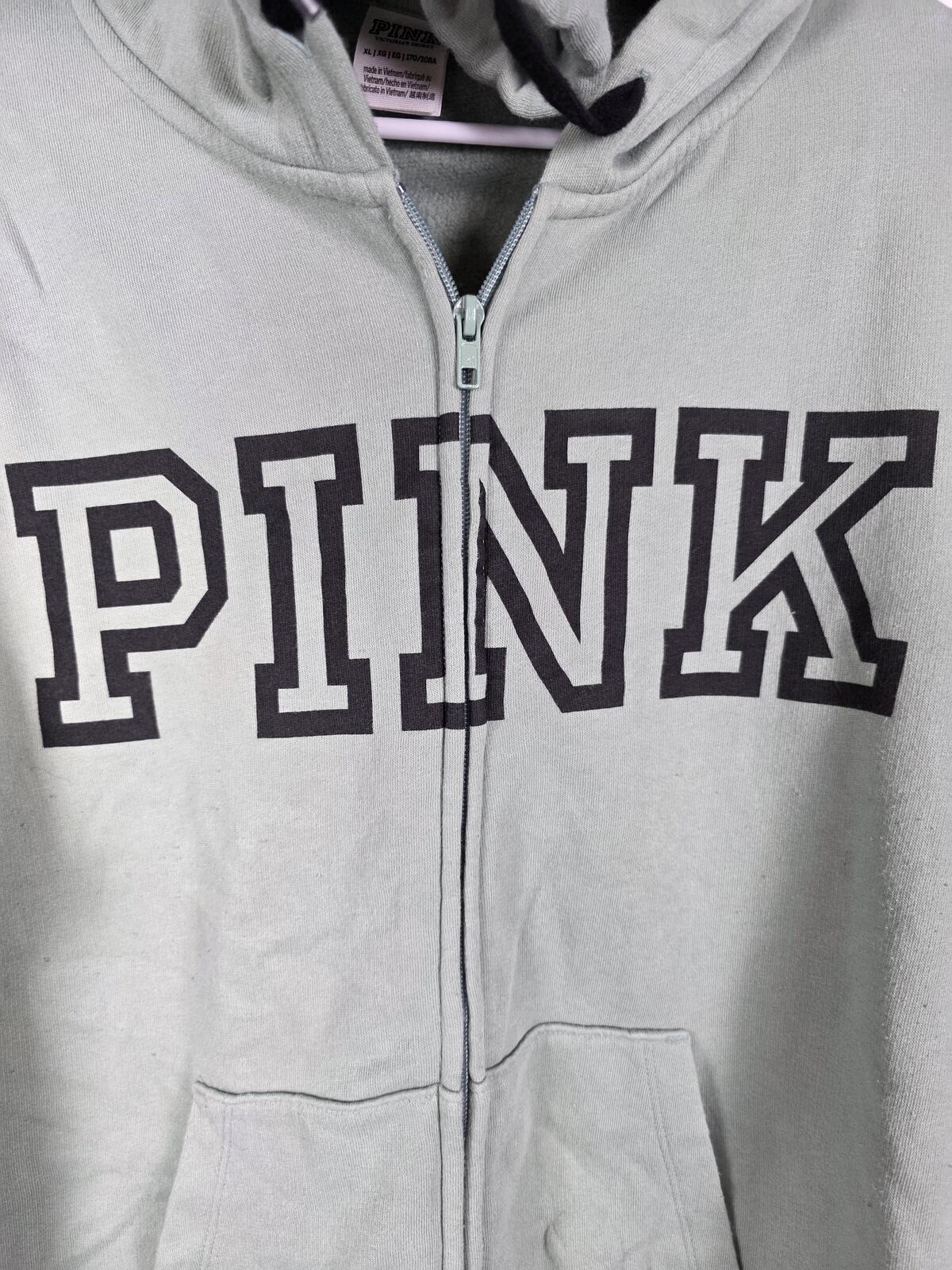 Victorias Secret Pink sage green full zip logo hoodie jacket XL