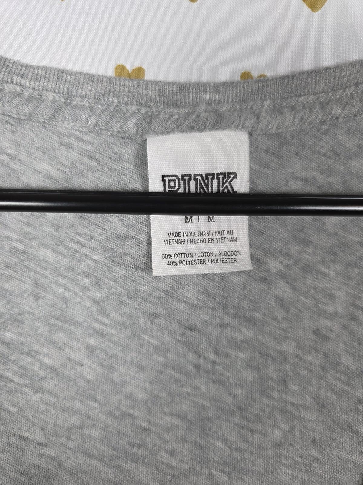 Victorias Secret PINK Purple GLITTER BLING Logo oversized tee shirt MEDIUM