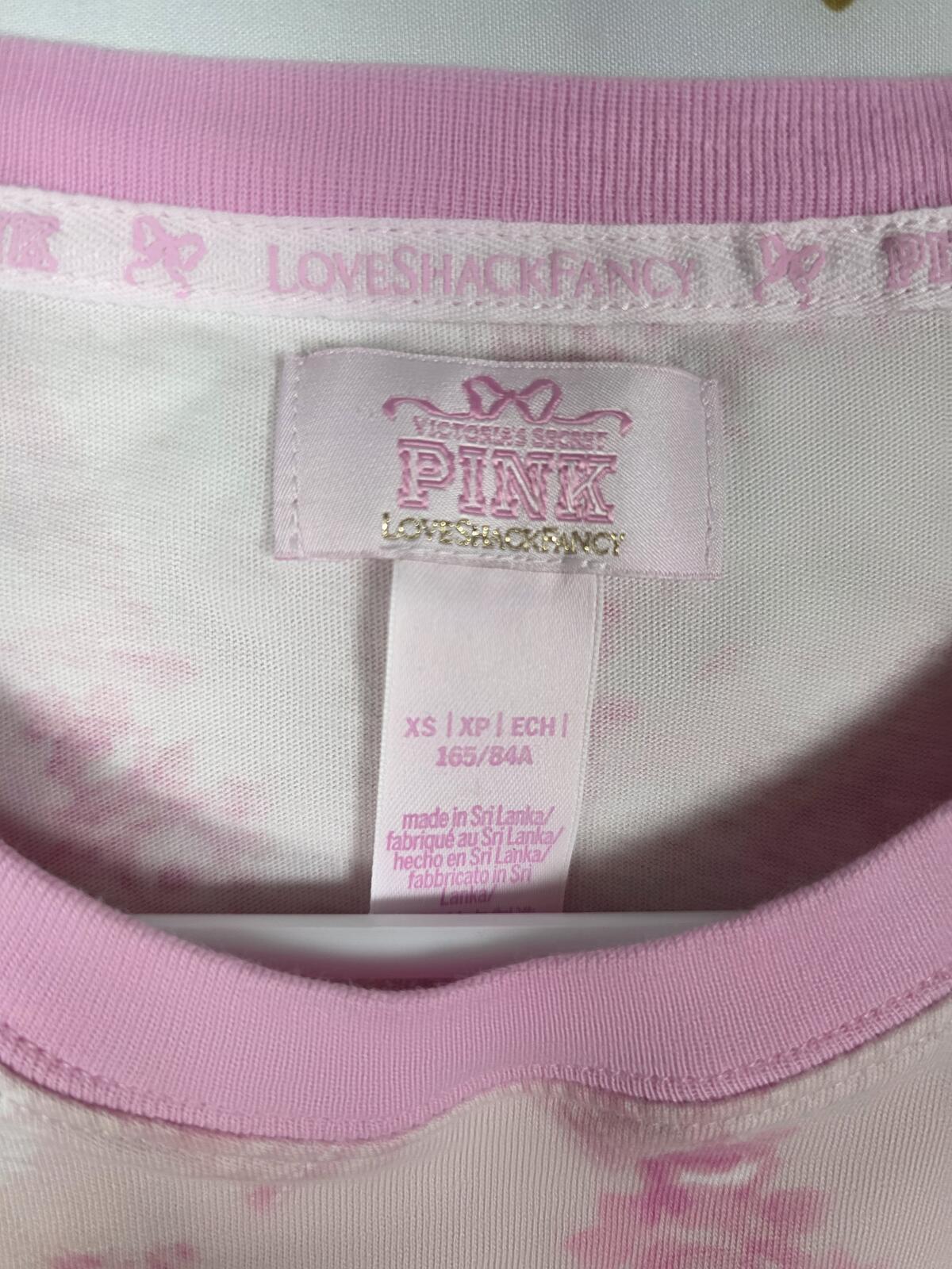 Victorias Secret PINK LOVESHACKFANCY Floral Campus Tee XS Logo Bows