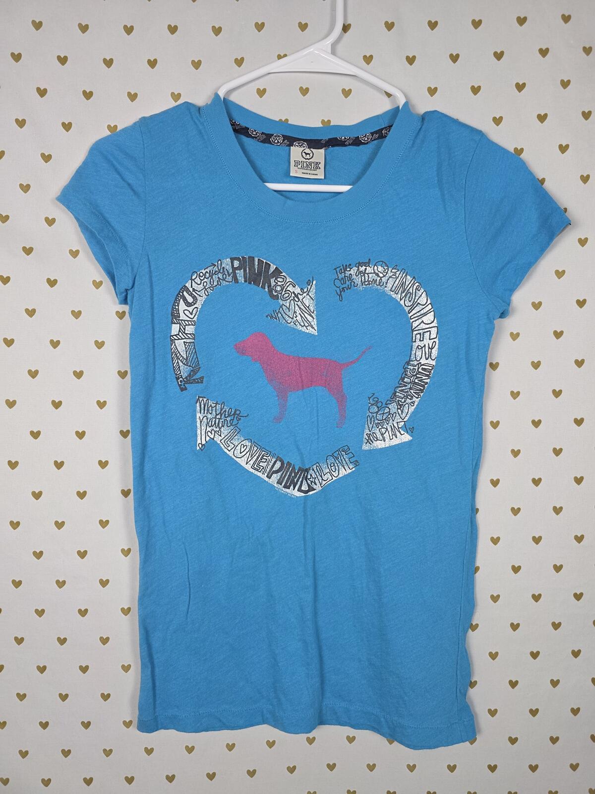 Victorias Secret PINK Vintage y2k Recycle Tee shirt Dog Logo Cotton Small HTF