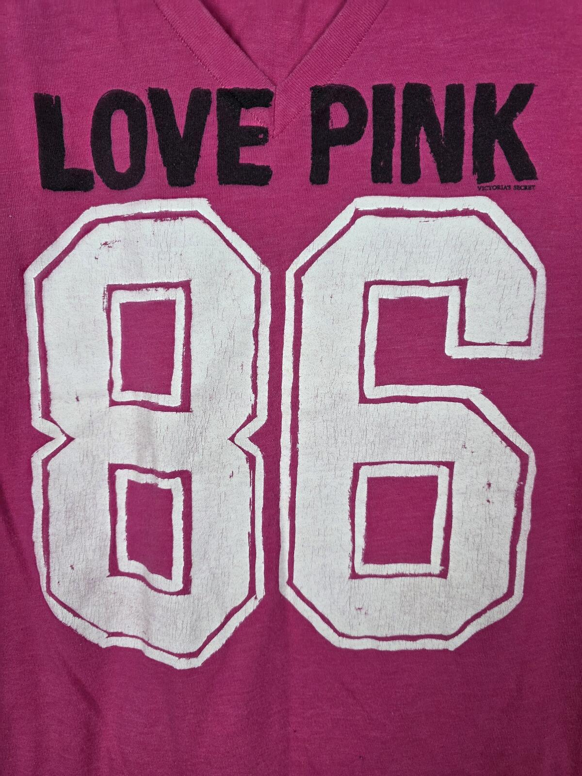 Victorias Secret PINK Vintage Y2k V Neck 86 Love tee shirt MEDIUM