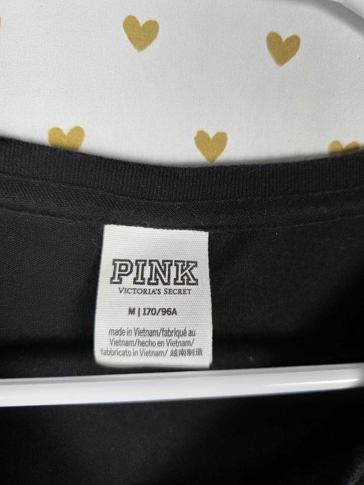 Victorias Secret PINK BLING logo cropped sequined tee shirt MEDIUM
