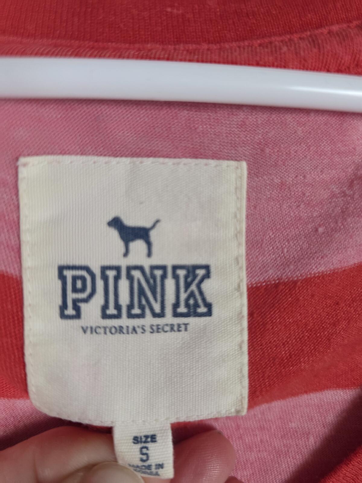 PINK Victoria's Secret Vintage V Neck Tunic Tee Red Striped GO 1986 S Y2k